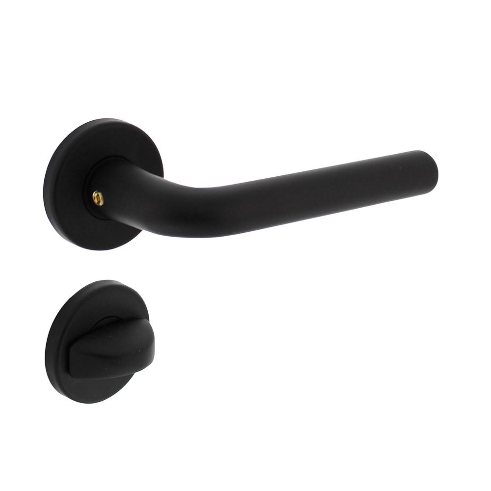 Deurkruk Derby op rozet ø50x7 mm + 7mm nokken met WC-sluiting 8mm zwart afbeelding