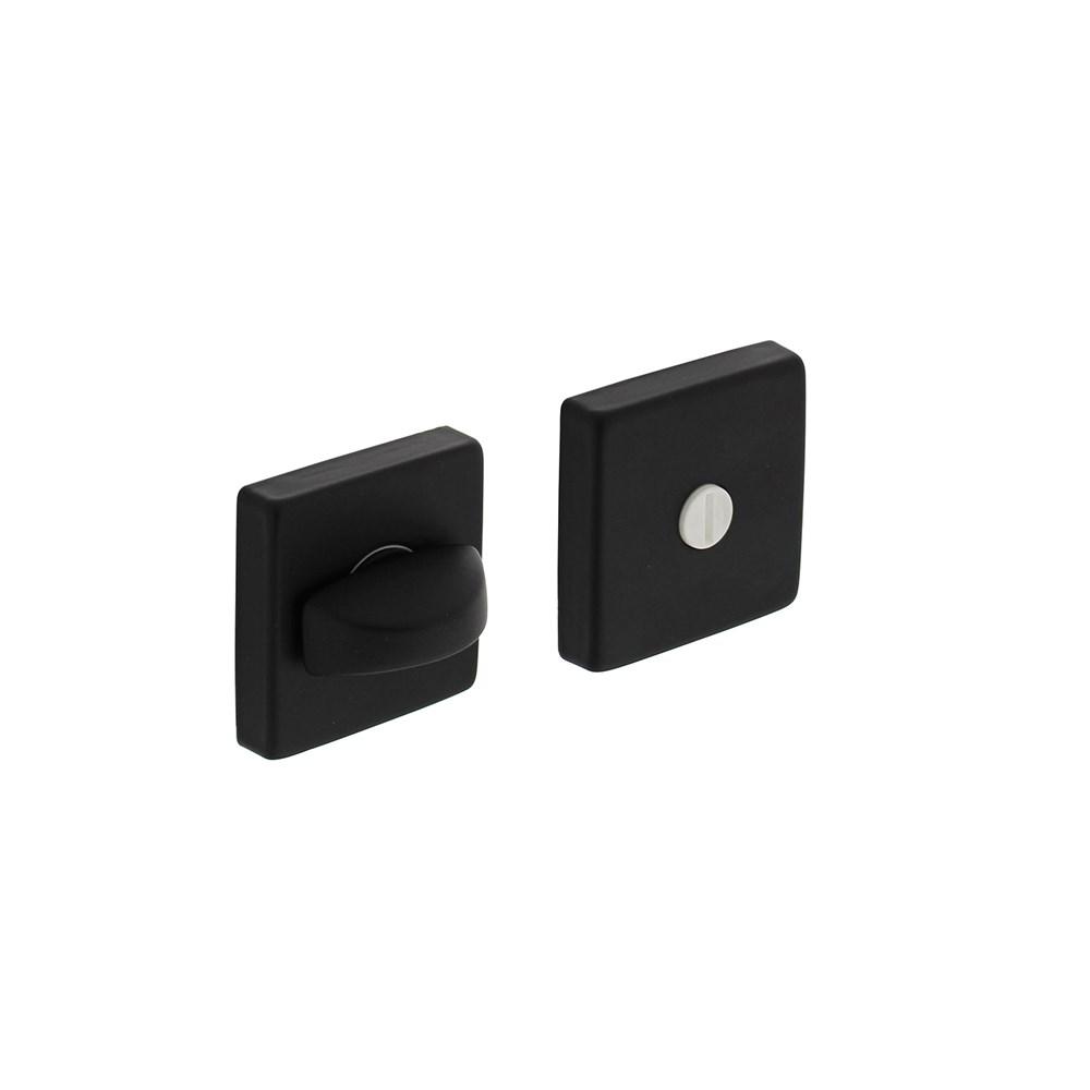 Rozet met WC-sluiting 50x50x10mm +8mm stift +7mm nokken aluminium/zwart afbeelding