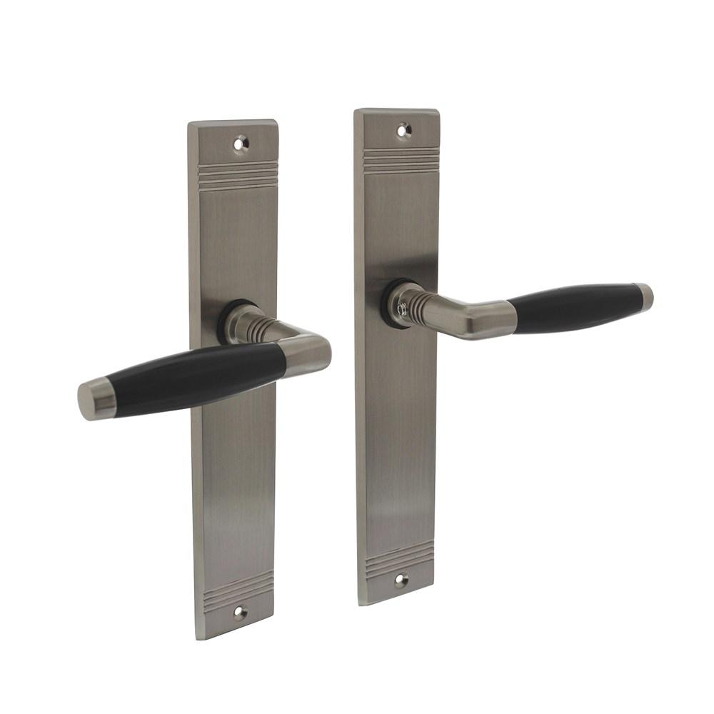 Deurkruk Ton basic met schild groef 235x43x5mm blind mat nikkel/ebbenhout afbeelding