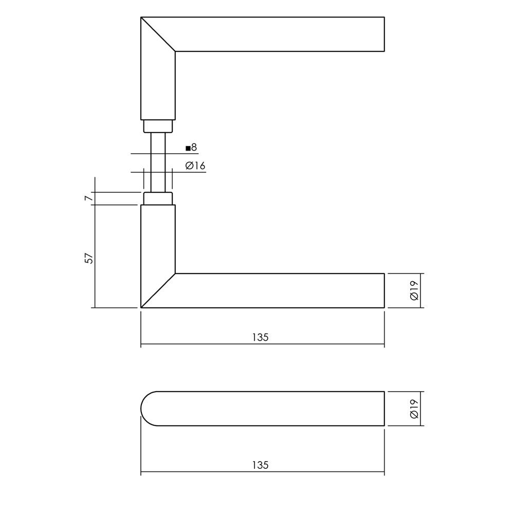 Deurkruk Jura met korte insert structuur zwart afbeelding