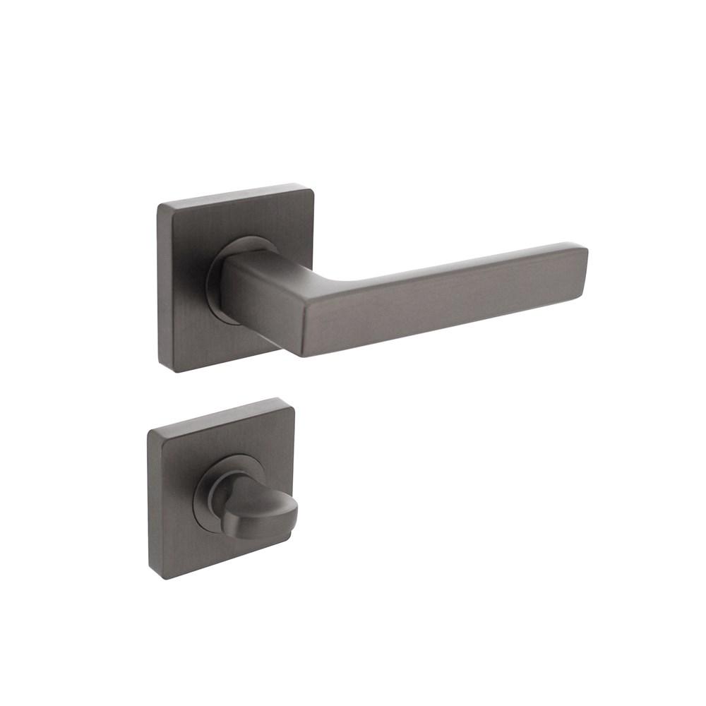 Deurkruk Hera op vierkante rozet met nokken 55x55x10mm en WC sluiting 8mm antraciet-grijs afbeelding