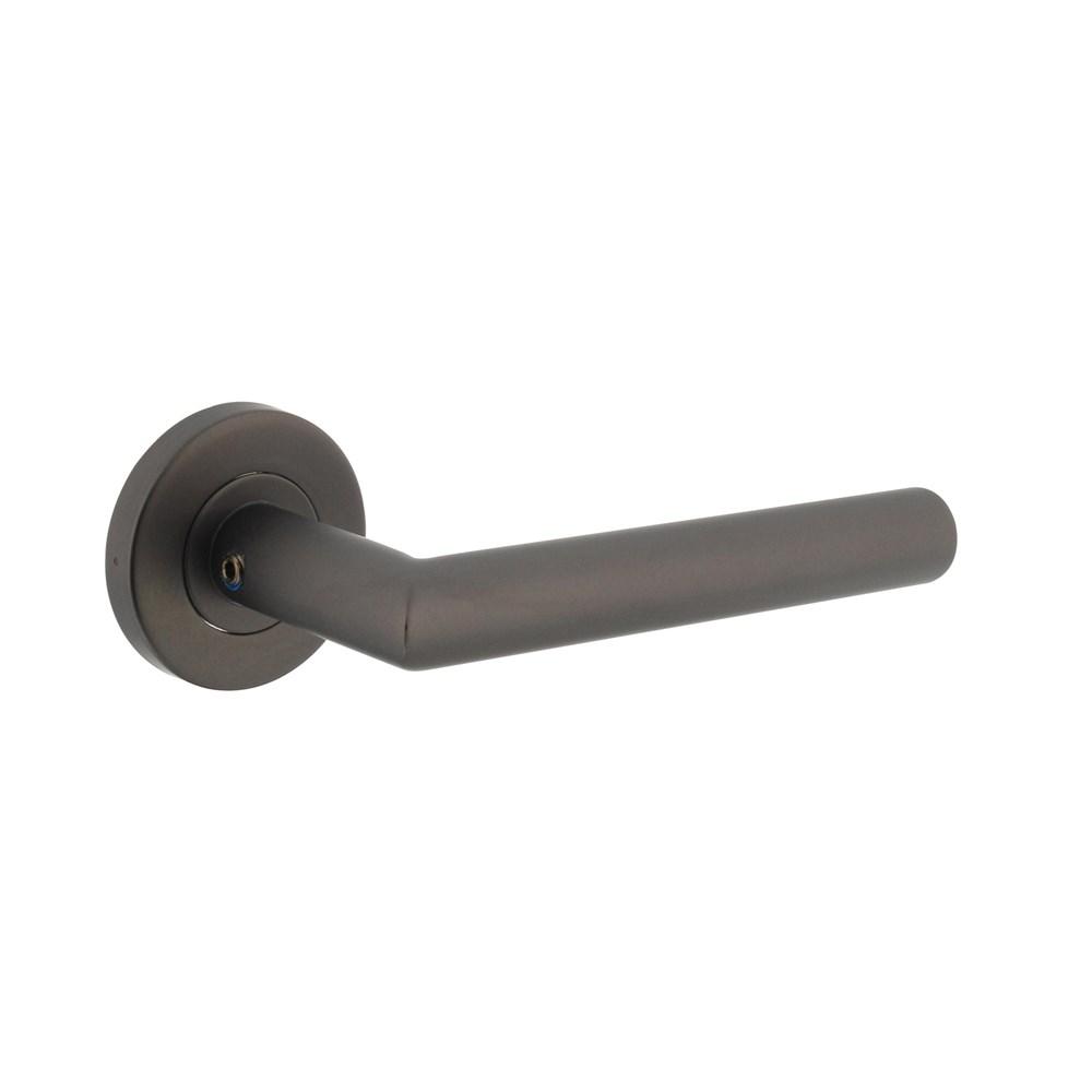 Gatdeel rechts Hoek 90° op geveerde stalen rozet met nokken ø53x8mm rvs antraciet-grijs afbeelding