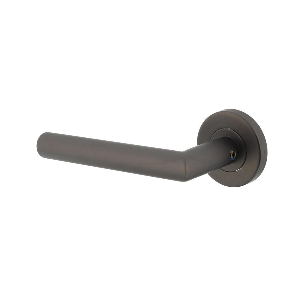 Gatdeel links Hoek 90° op geveerde stalen rozet met nokken ø53x8mm rvs antraciet-grijs afbeelding