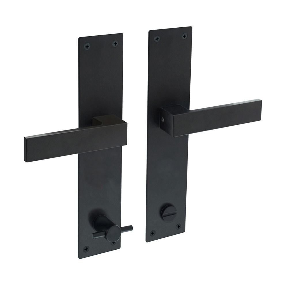 Deurkruk Amsterdam met schild 250x55x2mm WC116/8 zwart afbeelding
