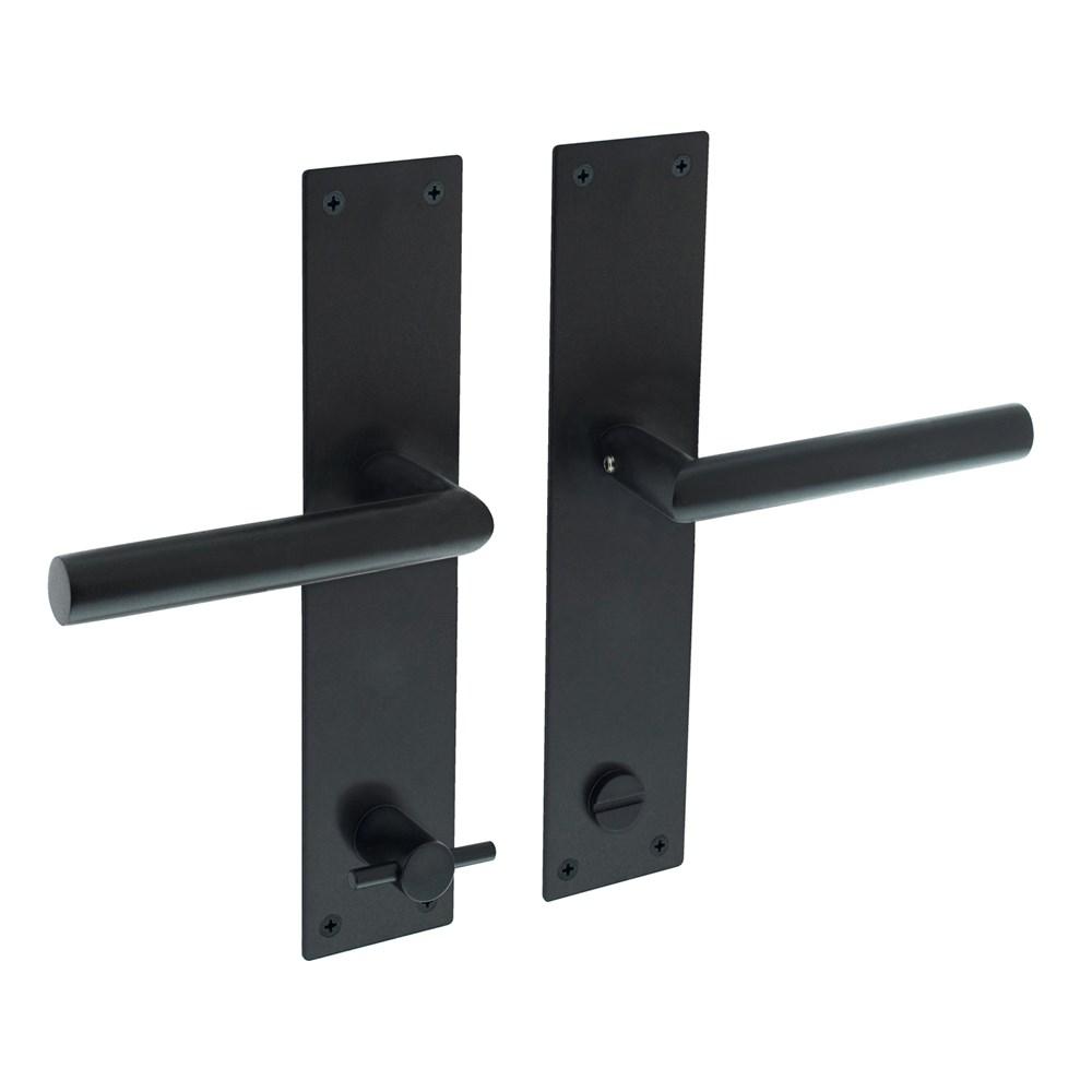 Deurkruk Jura recht Hoek 90° met schild 250x55x2mm WC116/8 zwart afbeelding