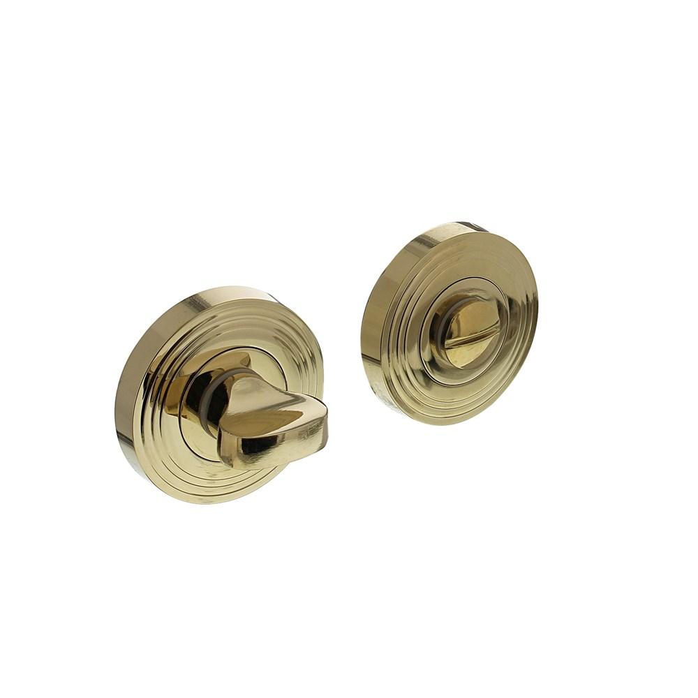 WC-sluiting 8mm met ril verdekt met nokken ø54x9mm zamak PVD messingkleur afbeelding