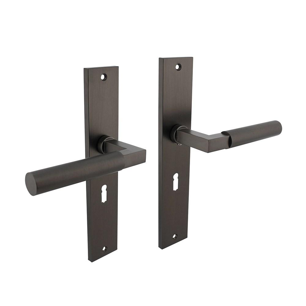 Deurkruk Baustil op langschild 245x45mm sleutelgat 56mm antraciet-grijs afbeelding