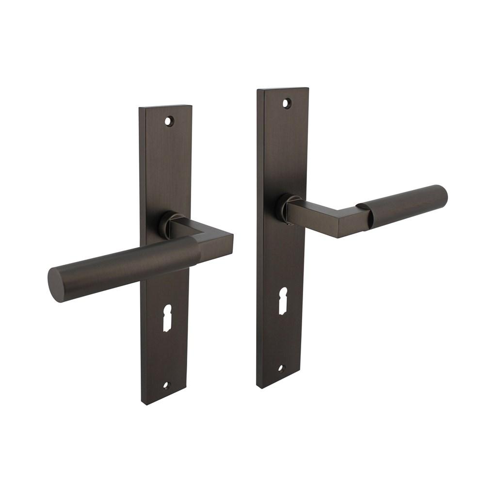 Deurkruk Baustil op langschild 245x45mm sleutelgat 72mm antraciet-grijs afbeelding