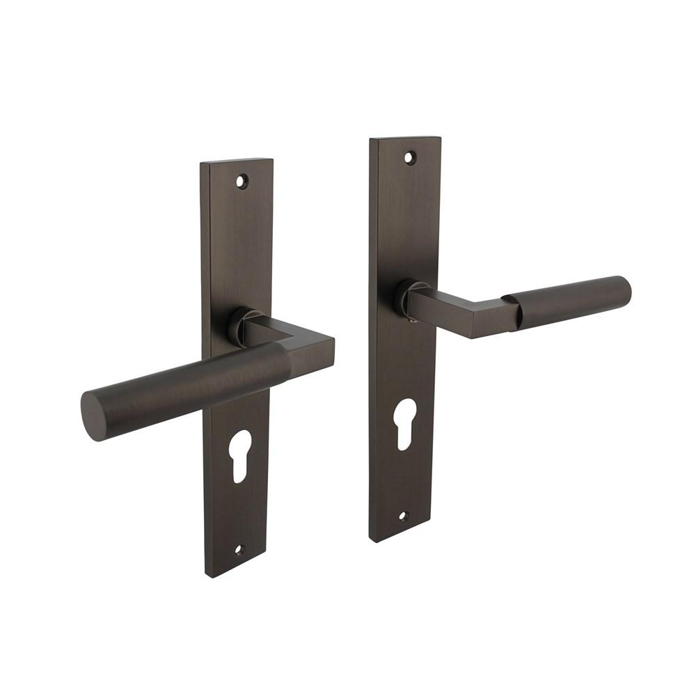 Deurkruk Baustil op langschild 245x45mm profielcilindergat 72mm antraciet-grijs afbeelding