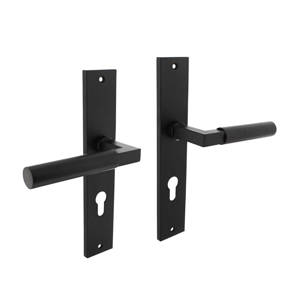 Deurkruk Baustil op langschild 245x45mm profielcilindergat 72mm mat zwart afbeelding