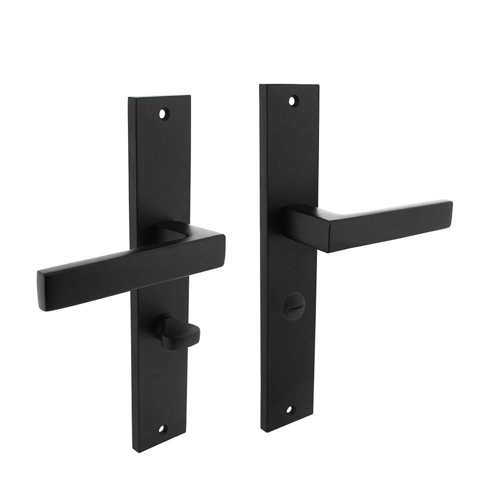 Deurkruk Hera op langschild 245x45mm WC63/8mm mat zwart afbeelding