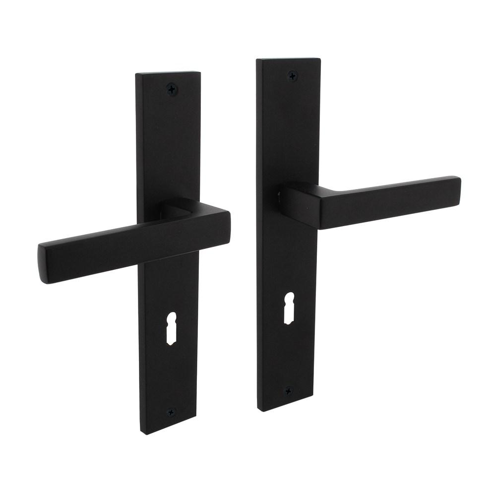 Deurkruk Hera op langschild 245x45mm sleutelgat 72mm mat zwart afbeelding