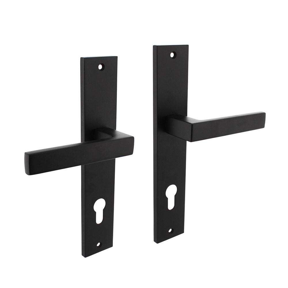 Deurkruk Hera op langschild 245x45mm profielcilindergat 78mm mat zwart afbeelding