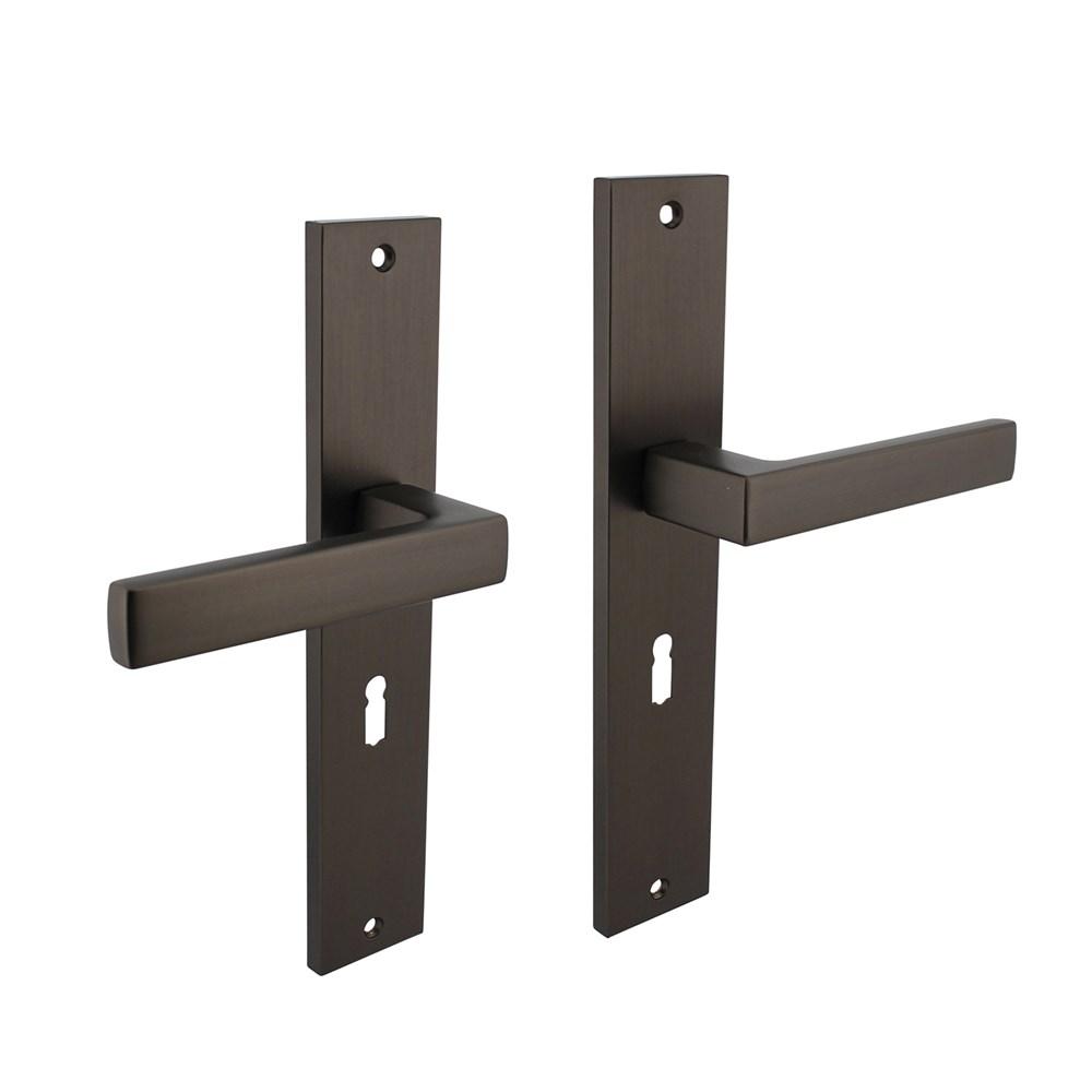 Deurkruk Hera op langschild 245x45mm sleutelgat 56mm antraciet-grijs afbeelding