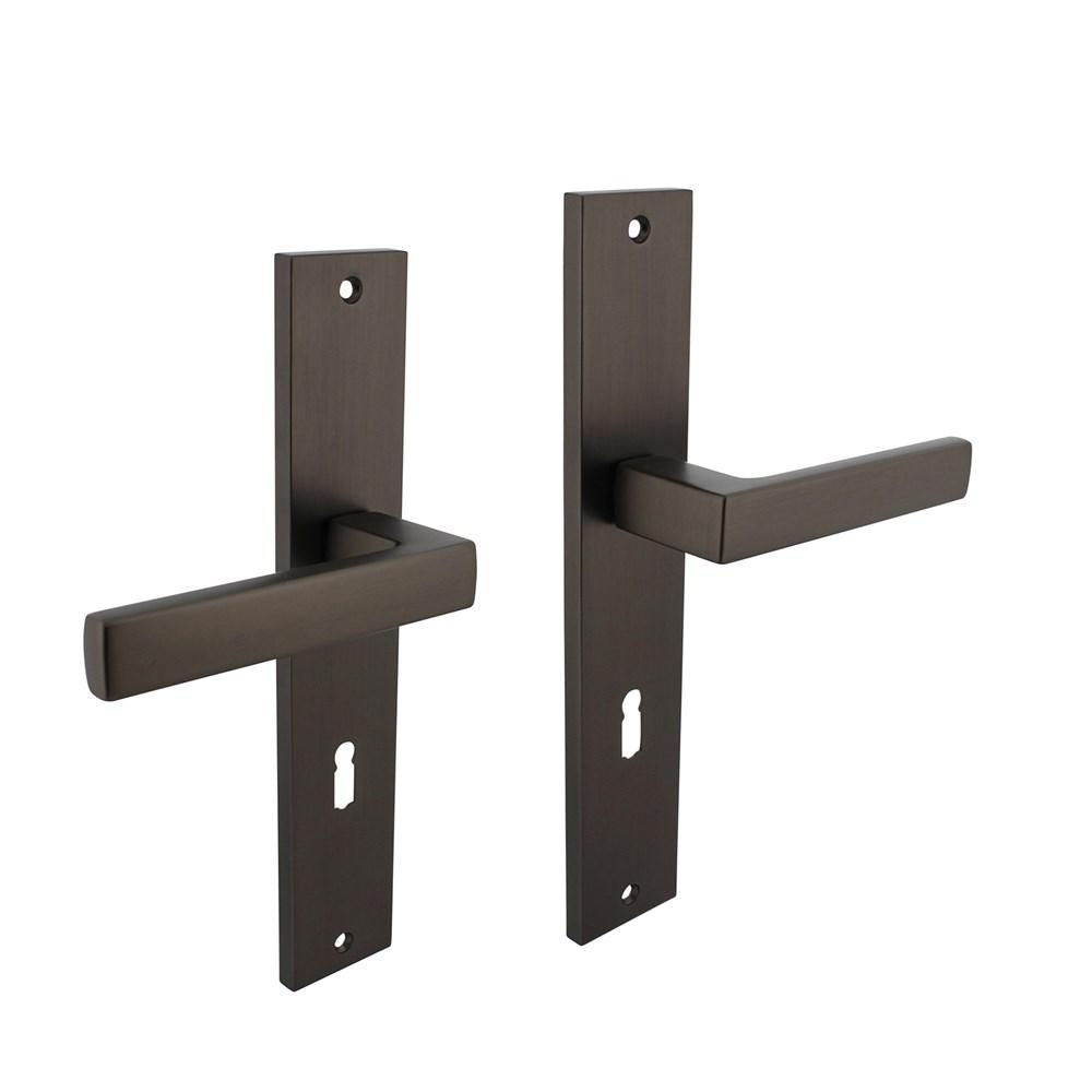Deurkruk Hera op langschild 245x45mm sleutelgat 72mm antraciet-grijs afbeelding