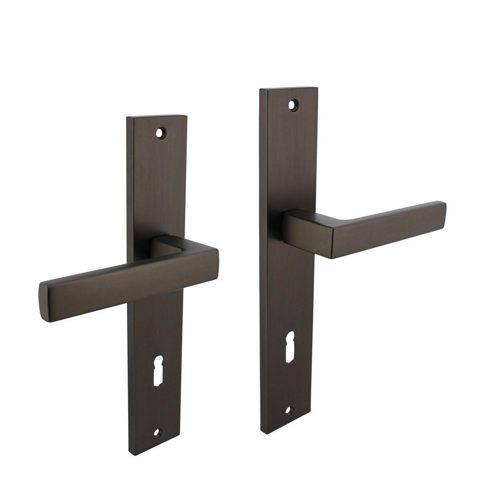 Deurkruk Hera op langschild 245x45mm sleutelgat 78mm antraciet-grijs afbeelding