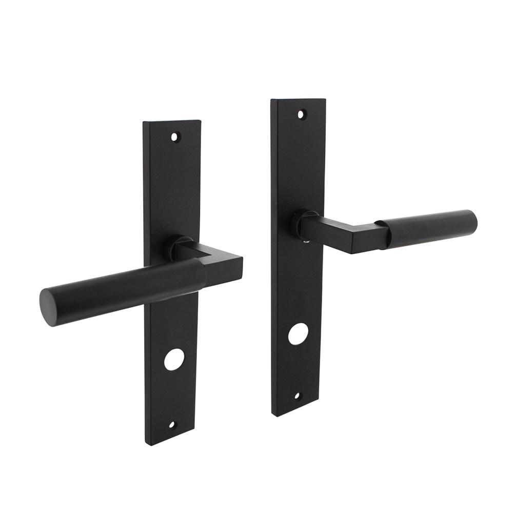 Deurkruk Baustil op langschild 245x45mm rondcilindergat 78mm mat zwart afbeelding
