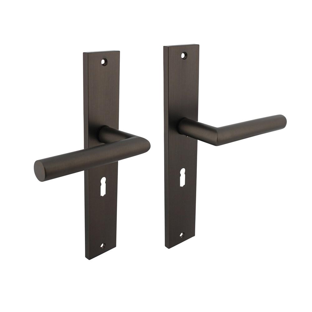 Deurkruk Bastian op langschild 245x45mm sleutelgat 56mm antraciet-grijs afbeelding