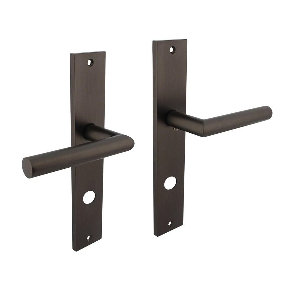 Deurkruk Bastian op langschild 245x45mm rondcilindergat 78mm antraciet-grijs afbeelding