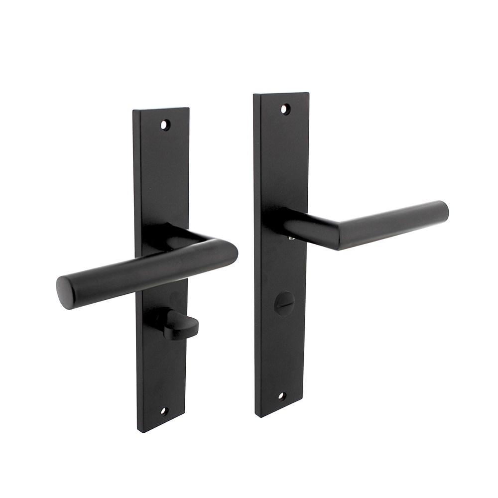 Deurkruk Bastian op langschild 245x45mm WC63/8mm mat zwart afbeelding