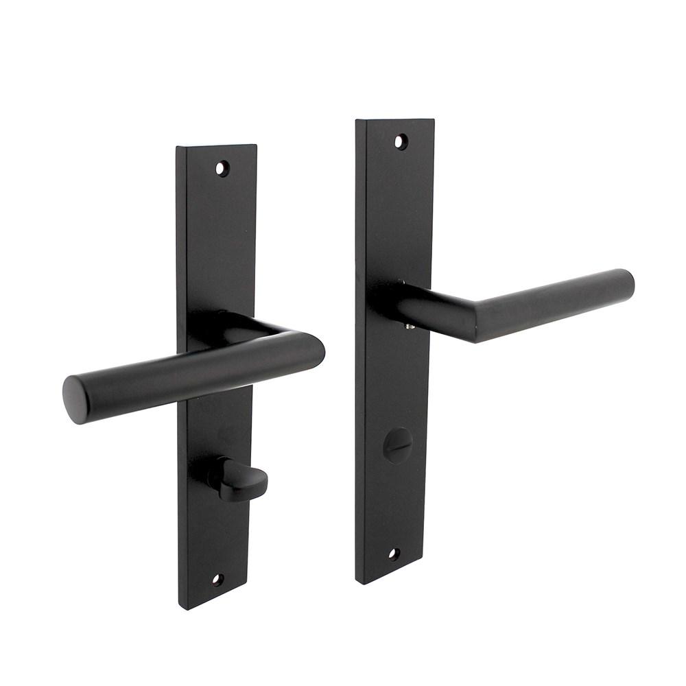 Deurkruk Bastian op langschild 245x45mm WC78/8mm mat zwart afbeelding