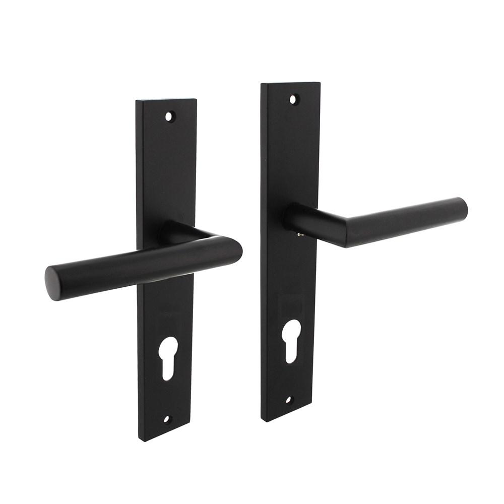 Deurkruk Bastian op langschild 245x45mm profielcilindergat 78mm mat zwart afbeelding