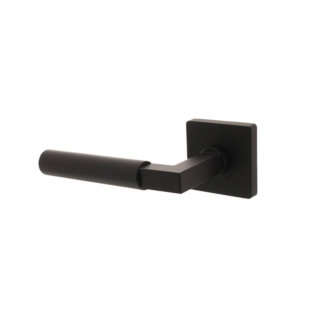 Gatdeel links Baustil op vierkante rozet met nokken 55x55x10mm zwart afbeelding