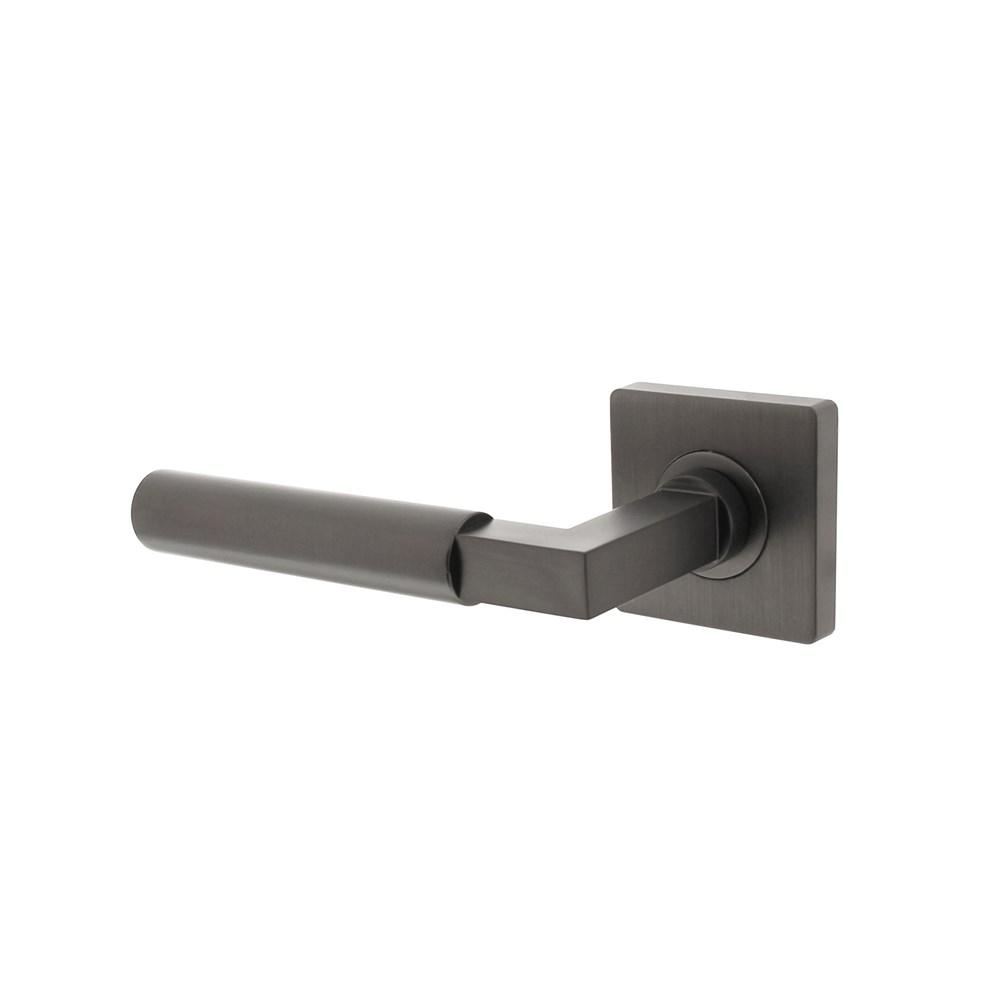 Gatdeel links Baustil op vierkante rozet met nokken 55x55x10mm antraciet-grijs afbeelding