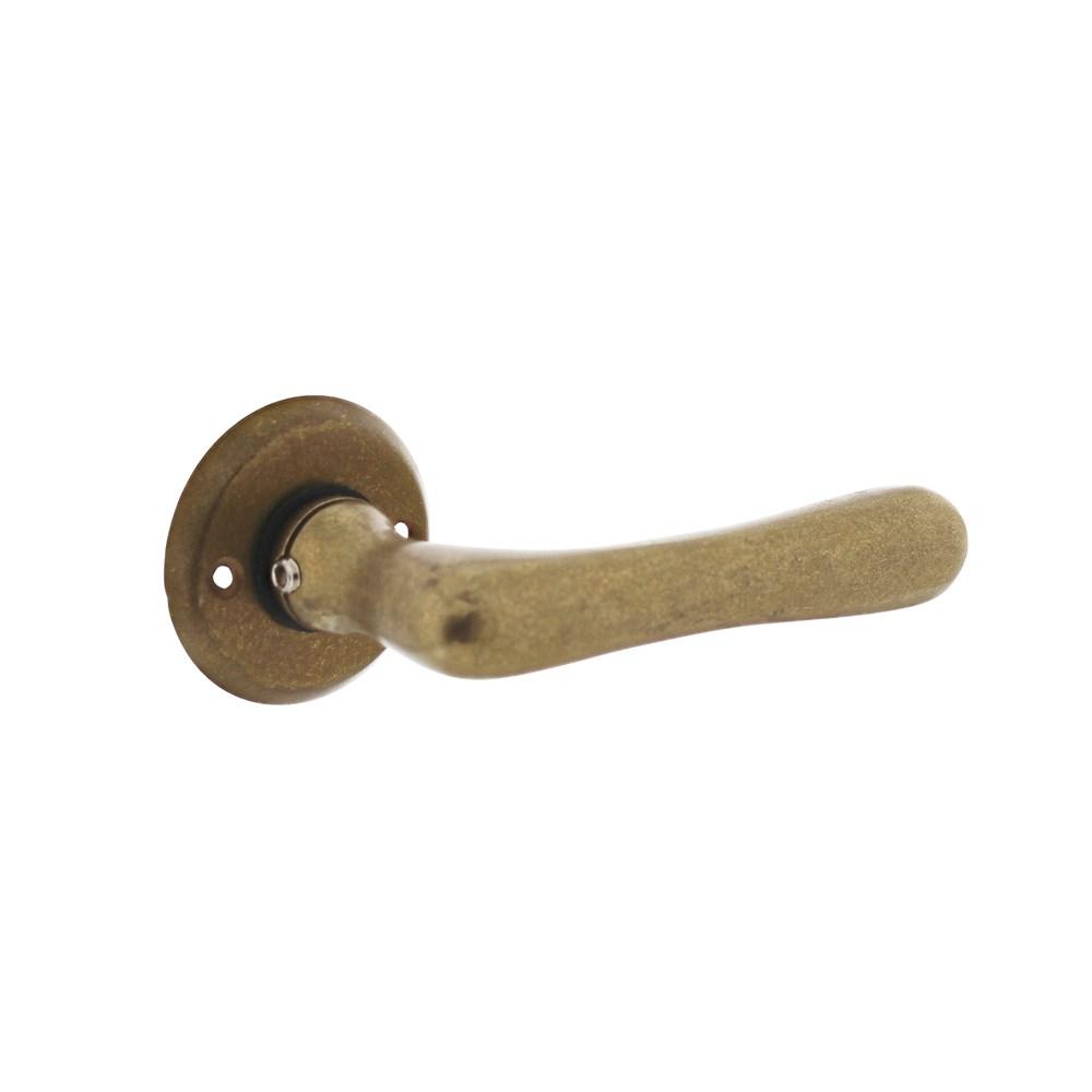 Deurkruk Trento met rozet ø50x5mm messing getrommeld afbeelding