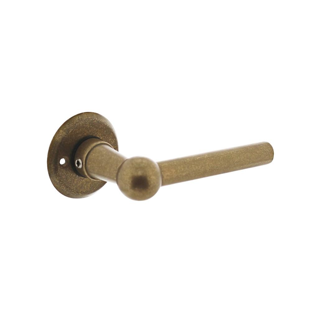 Deurkruk L/L bol met rozet ø50x5mm messing getrommeld afbeelding