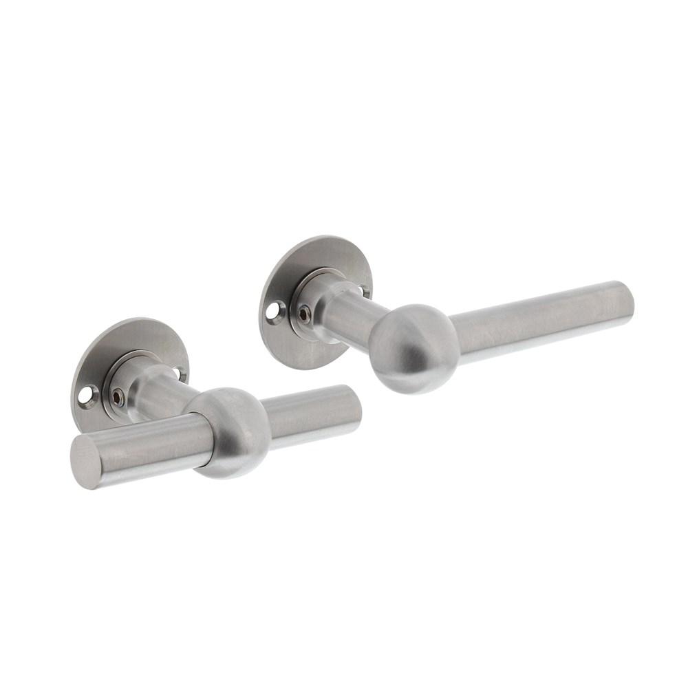 Deurkruk L/T bol met rozet ø42x2mm rvs afbeelding