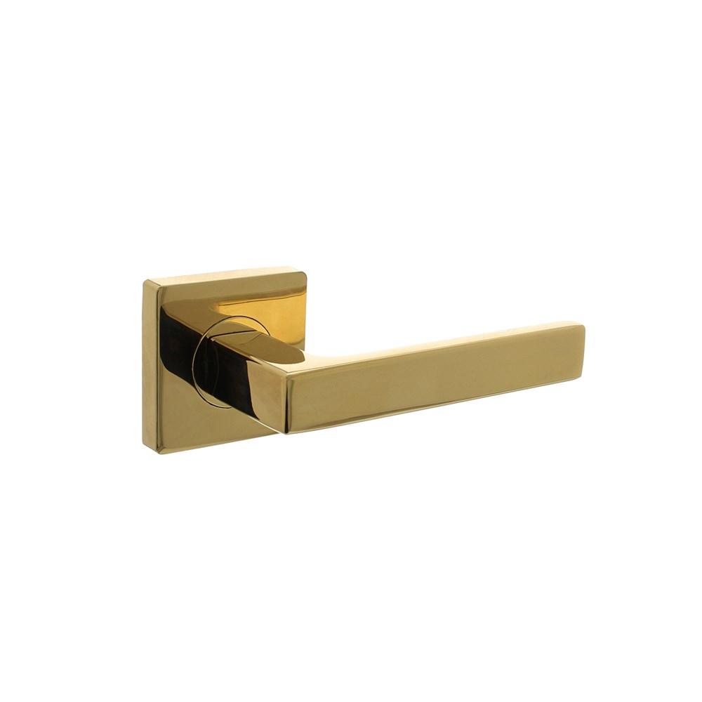 Gatdeel rechts Hera op vierkante rozet met nokken 55x55x10mm PVD messingkleur afbeelding