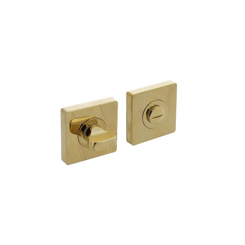 WC-sluiting 8mm verdekt met nokken vierkant 55x55x10mm zamak PVD messingkleur afbeelding