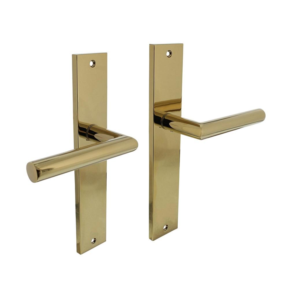 Deurkruk Bastian op langschild 245x45mm blind PVD messingkleur afbeelding