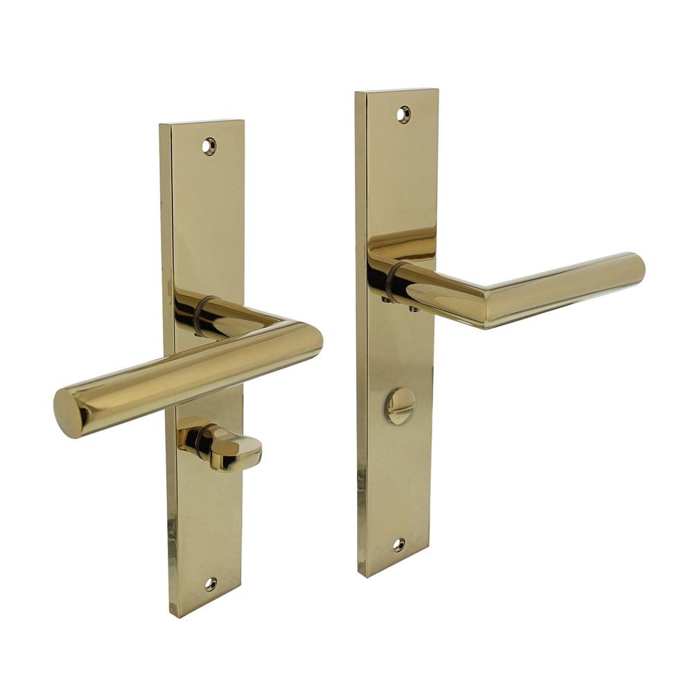 Deurkruk Bastian op langschild 245x45mm WC63/8mm PVD messingkleur afbeelding