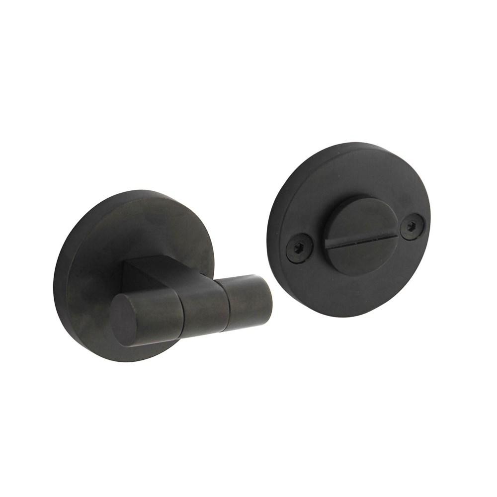 WC-sluiting éénzijdig verdekt ø55x8mm met stift 8x8mm, knop op verdekte rozet PVD zwart afbeelding