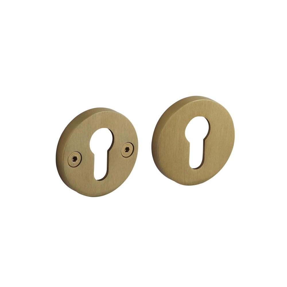 Cilinderrozetten éénzijdig verdekt ø55x8mm met nokken ø8mm PVD messing mat afbeelding