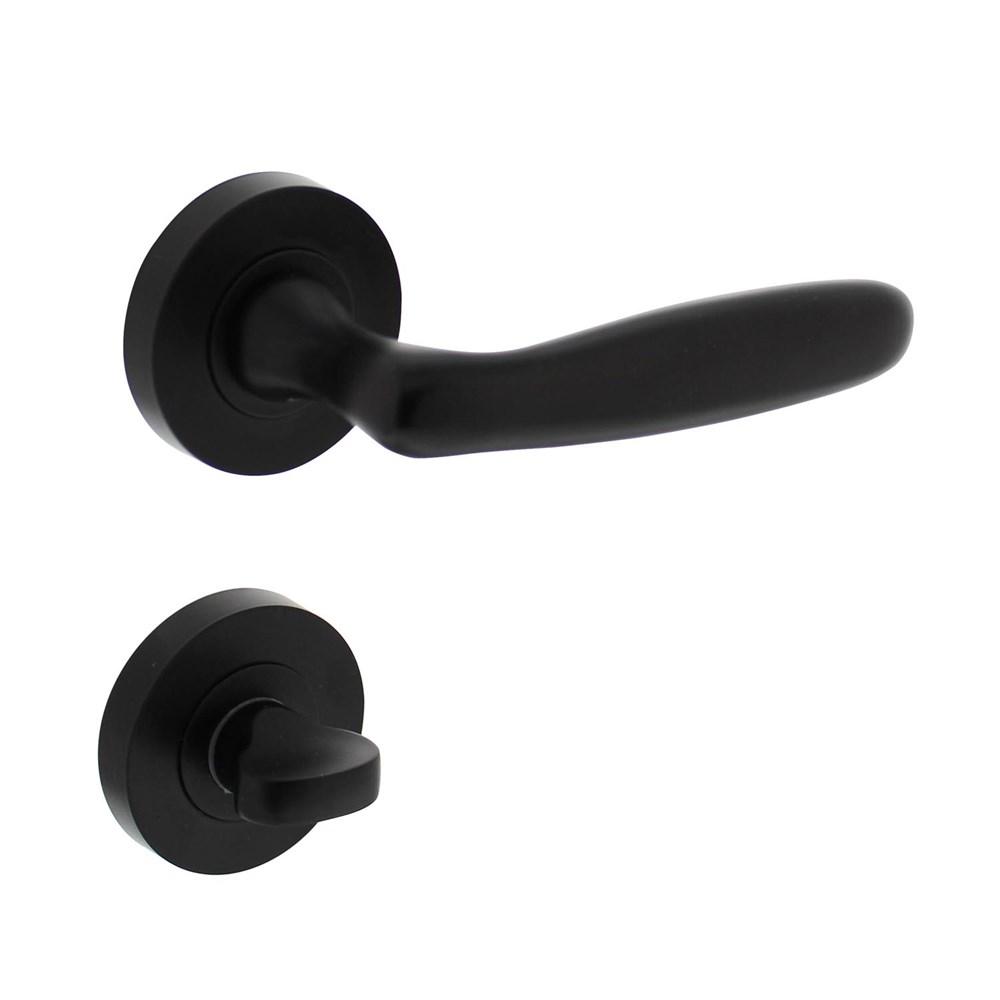 Deurkruk Bjorn op rozet verdekt ø52x10mm met nokken en WC-sluiting met stift 8x8mm zwart afbeelding