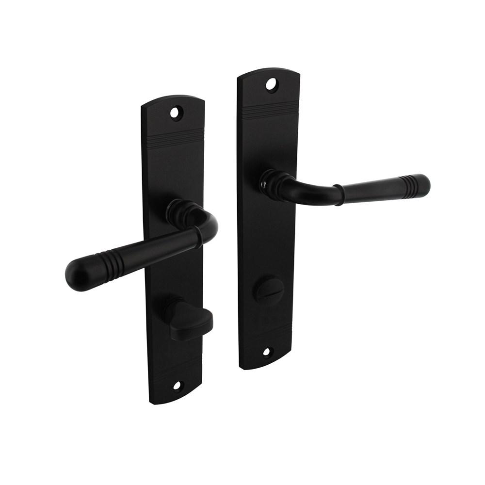 Deurkruk Emily op schild afgerond 235x45mm wc 78/8mm zwart afbeelding