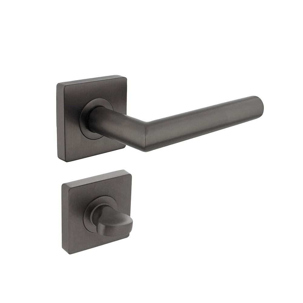 Deurkruk Bastian op rozet verdekt55x55x10mm met nokken en WC-sluiting met stift7x7mm antraciet grijs afbeelding
