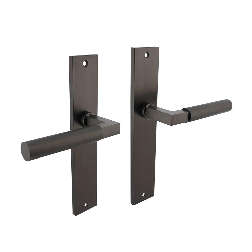 Deurkruk Baustil op schild rechthoekig 245x45mm blind antraciet grijs afbeelding