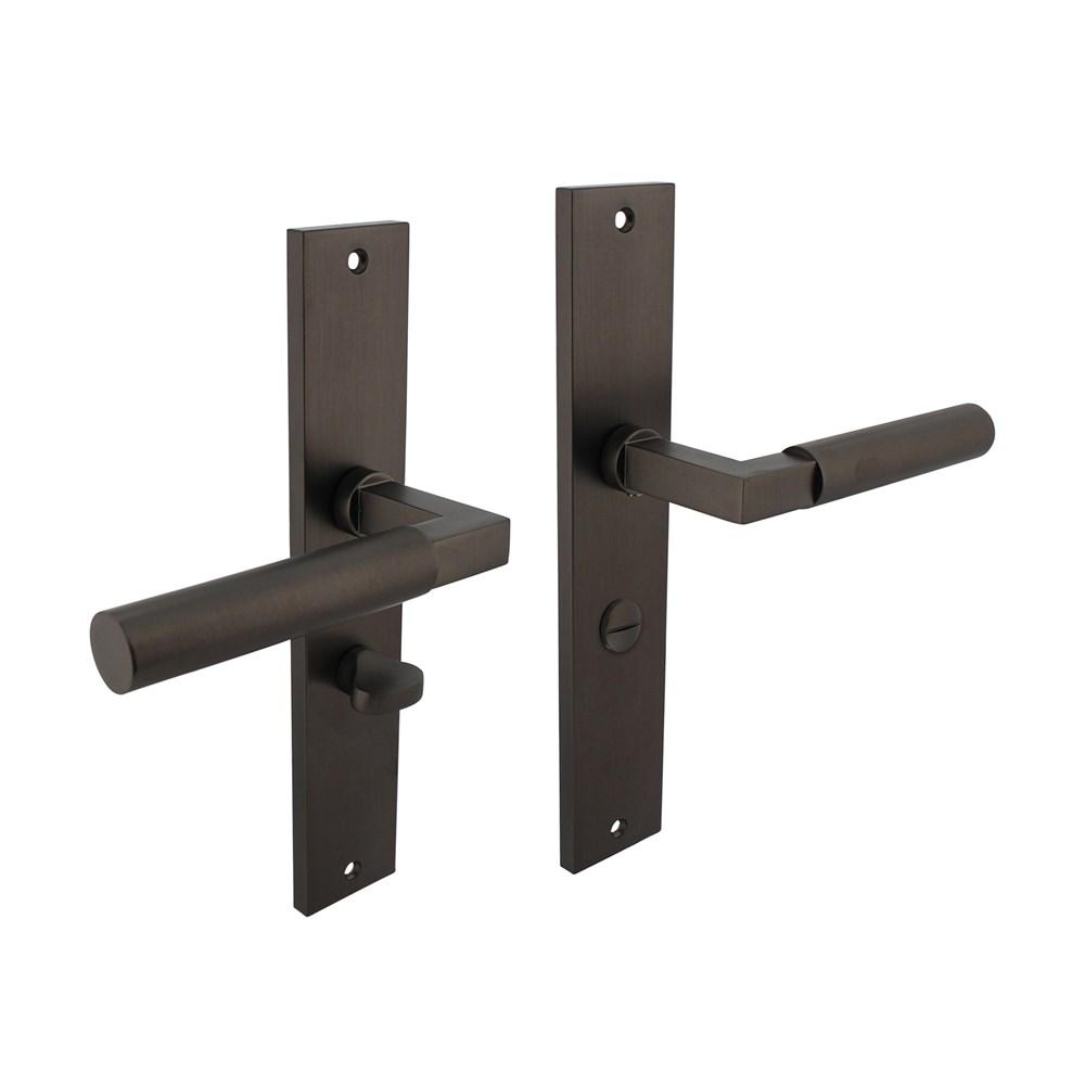 Deurkruk Baustil op schild rechthoekig 245x45mm wc 63/8mm antraciet grijs afbeelding