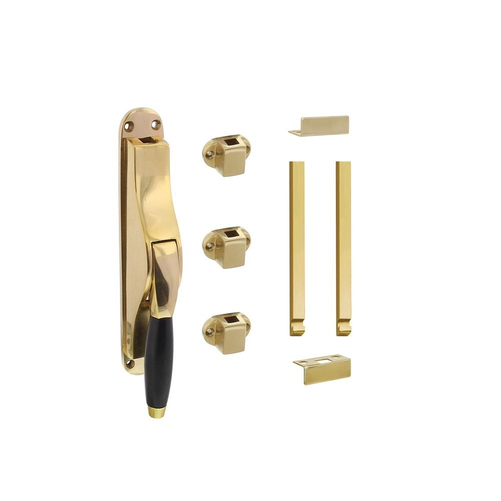 Set pomp-espagnolet Ton basic inclusief stangenset 2x 1250mm messing gelakt/ebbenhout afbeelding