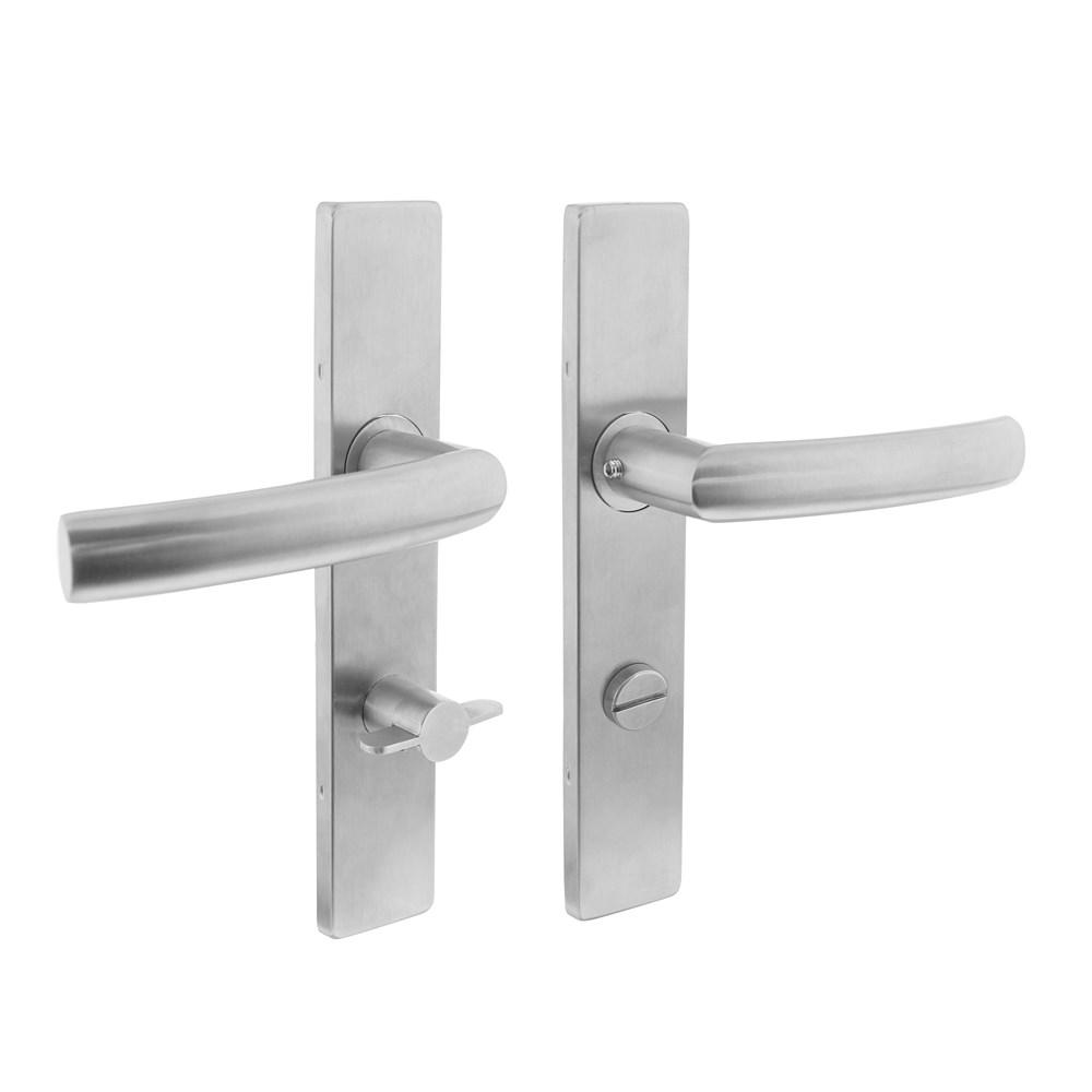 Deurkruk Blok op schild verdekt rechthoekig 219x40mm met nokken wc 72/8mm rvs EN1906/4 afbeelding