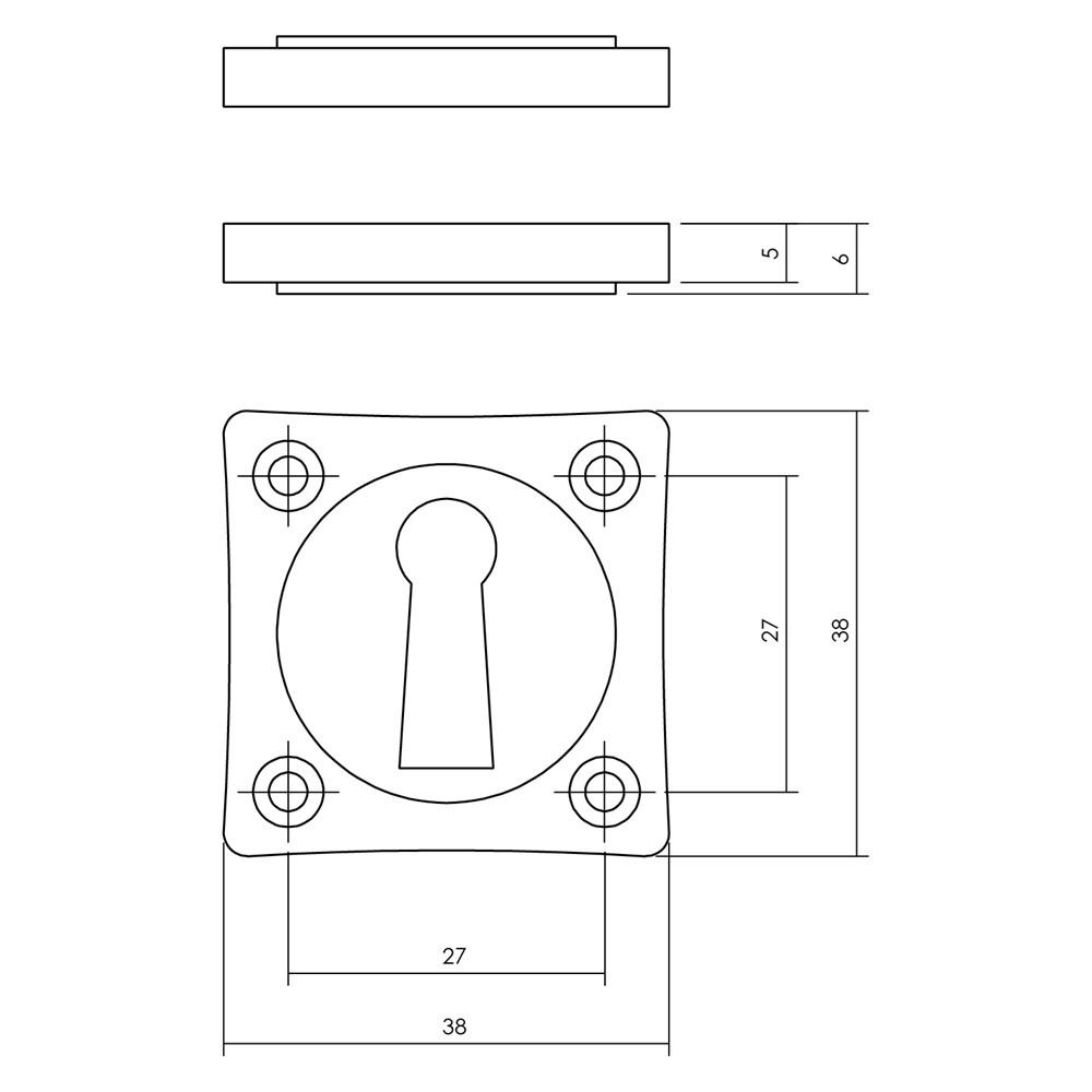Sleutelrozetten basic 38x38x5mm nikkel mat afbeelding