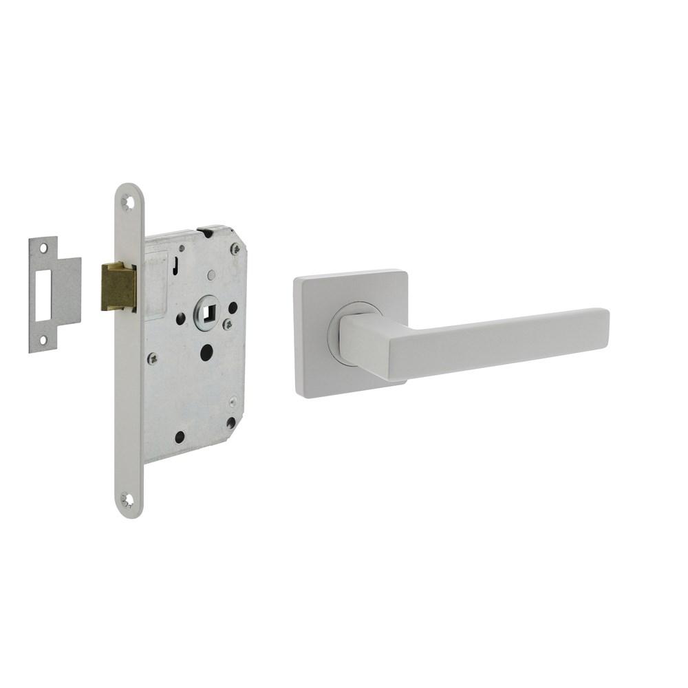Set loopslot wit met deurkruk Hera op rozet 55x55mm wit afbeelding