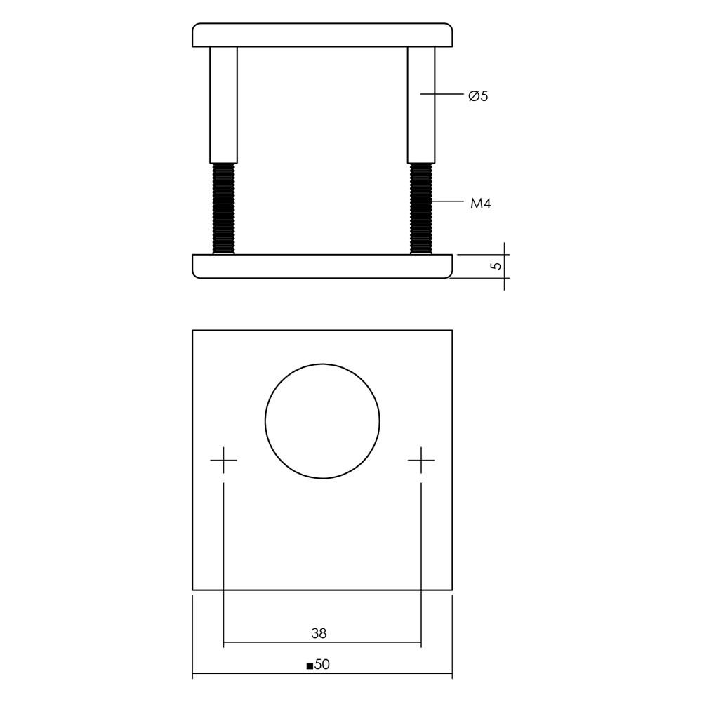 Rondcilinderrozetten verdekt 50x50x5mm structuur zwart afbeelding