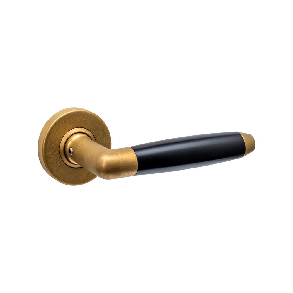 Gatdeel Combinatie op rozet verdekt ø53x10mm PVD messing getrommeld/zwart afbeelding