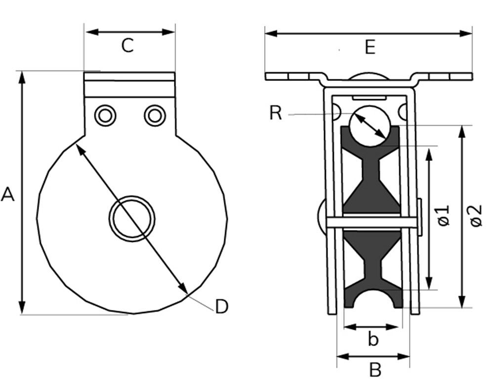 Staande katrol 40mm vz.