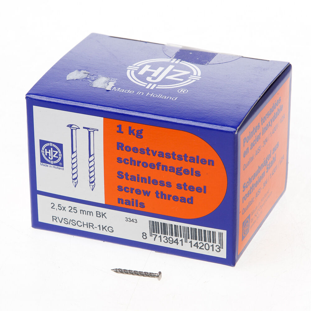 1kg schroefnagel rvs bk 25x2.5 afbeelding